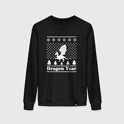 Свитшот хлопковый женский Sweater dragon year, цвет: черный