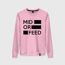 Свитшот хлопковый женский Mid or feed, цвет: светло-розовый