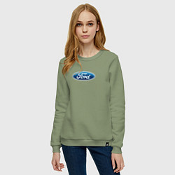 Свитшот хлопковый женский Ford usa auto brend, цвет: авокадо — фото 2