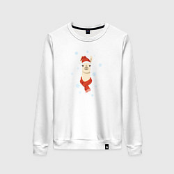 Женский свитшот Лама в красной шляпе и шарфе