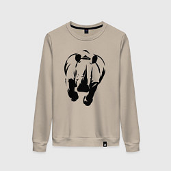 Свитшот хлопковый женский Носорог атакует, цвет: миндальный