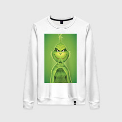 Свитшот хлопковый женский Коварный Гринч похититель Рождества, цвет: белый