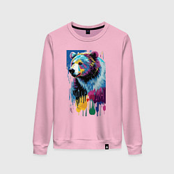 Свитшот хлопковый женский Color bear - painting - neural network, цвет: светло-розовый
