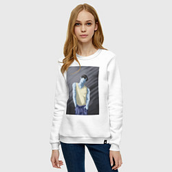 Свитшот хлопковый женский Silhouette of a man, цвет: белый — фото 2