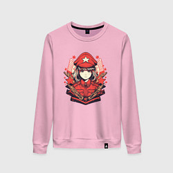 Свитшот хлопковый женский СССР вайфу, цвет: светло-розовый