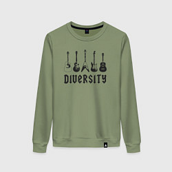 Свитшот хлопковый женский Разнообразие гитар, цвет: авокадо