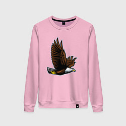 Свитшот хлопковый женский Летящий орёл, цвет: светло-розовый