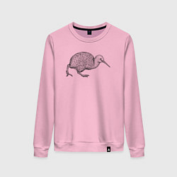Свитшот хлопковый женский Птица киви спешит, цвет: светло-розовый