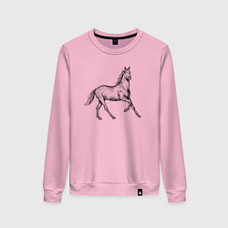 Свитшот хлопковый женский Лошадь скачет в профиль, цвет: светло-розовый