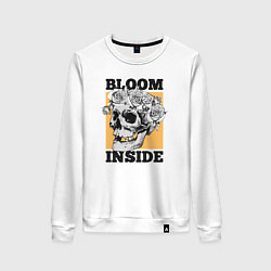 Свитшот хлопковый женский Bloom inside, цвет: белый