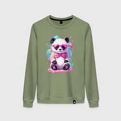Женский свитшот Милая панда в розовых очках и бантике