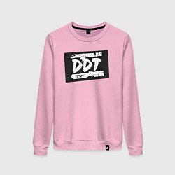 Свитшот хлопковый женский ДДТ - логотип, цвет: светло-розовый