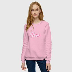 Свитшот хлопковый женский Елена в стиле Барби - обьемный шрифт, цвет: светло-розовый — фото 2