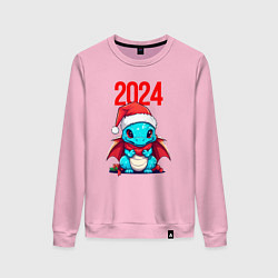 Свитшот хлопковый женский Милый дракончик 2024, цвет: светло-розовый
