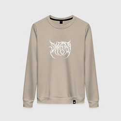Свитшот хлопковый женский Death metal ImSHAITAN logo, цвет: миндальный