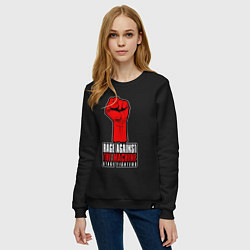 Свитшот хлопковый женский Rage against the machine - fist, цвет: черный — фото 2