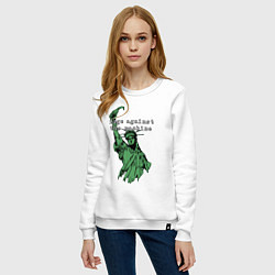 Свитшот хлопковый женский Rage Against - statue of liberty, цвет: белый — фото 2