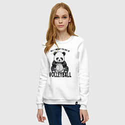 Свитшот хлопковый женский Panda volleyball, цвет: белый — фото 2