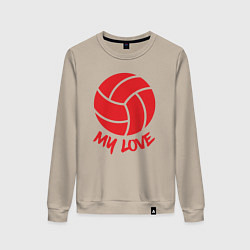 Свитшот хлопковый женский Volleyball my love, цвет: миндальный