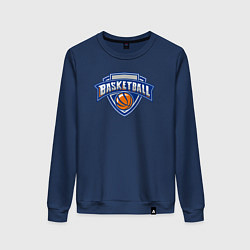 Свитшот хлопковый женский Basketball team, цвет: тёмно-синий