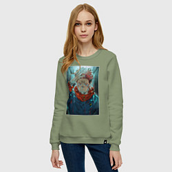 Свитшот хлопковый женский Крутой Суккуна, цвет: авокадо — фото 2