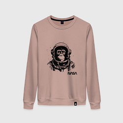 Свитшот хлопковый женский Астронавт обезьяна nasa, цвет: пыльно-розовый