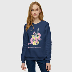 Свитшот хлопковый женский Флаттершай на страже добра, цвет: тёмно-синий — фото 2