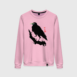 Женский свитшот Ворон на ветке сливы