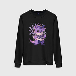 Свитшот хлопковый женский Фиолетовый дракон в свитере, цвет: черный