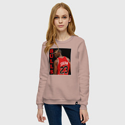 Свитшот хлопковый женский Bulls Jordan, цвет: пыльно-розовый — фото 2