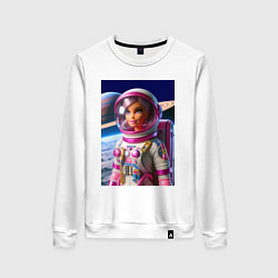 Свитшот хлопковый женский Барби - крутой космонавт, цвет: белый