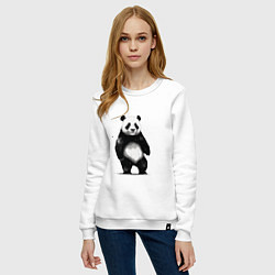 Свитшот хлопковый женский Панда стоит, цвет: белый — фото 2