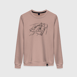 Свитшот хлопковый женский Формула 1 контур, цвет: пыльно-розовый