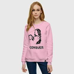 Свитшот хлопковый женский Conquer, цвет: светло-розовый — фото 2