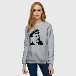Свитшот хлопковый женский Ленин в кепке, цвет: меланж — фото 2