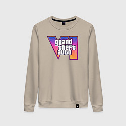 Свитшот хлопковый женский GTA 6 logo, цвет: миндальный