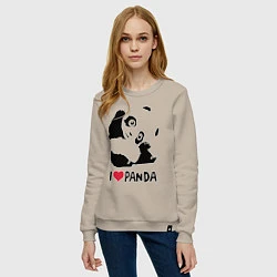 Свитшот хлопковый женский I love panda, цвет: миндальный — фото 2