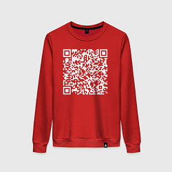 Свитшот хлопковый женский Qr код на песню Never Gonna Give You Up, цвет: красный