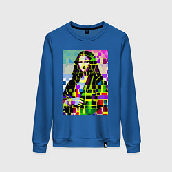 Свитшот хлопковый женский Mona Lisa - mosaic pop art, цвет: синий