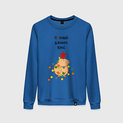 Свитшот хлопковый женский Мем капибара - звезда и новогодняя гирлянда, цвет: синий