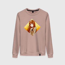 Свитшот хлопковый женский Улыбка волчицы, цвет: пыльно-розовый