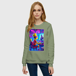 Свитшот хлопковый женский Барт и Мэгги выбирают персонажа, цвет: авокадо — фото 2