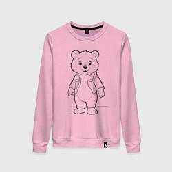 Свитшот хлопковый женский Медвежонок стоит, цвет: светло-розовый