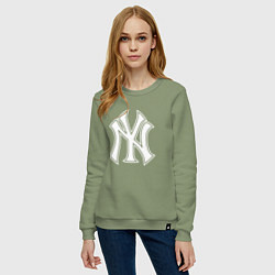 Свитшот хлопковый женский New York yankees - baseball logo, цвет: авокадо — фото 2