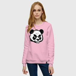 Свитшот хлопковый женский Недовольная морда панды, цвет: светло-розовый — фото 2