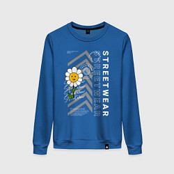 Свитшот хлопковый женский Ромашка streetwear, цвет: синий