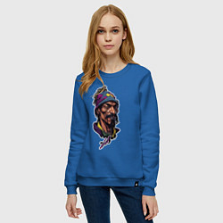 Свитшот хлопковый женский Snoop dogg head, цвет: синий — фото 2