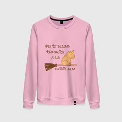 Женский свитшот Мем капибара на метле: фея и ведьма