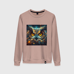 Свитшот хлопковый женский Голова космической совы, цвет: пыльно-розовый