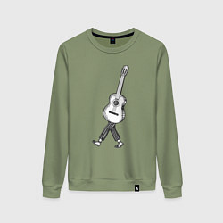 Свитшот хлопковый женский Человек гитара, цвет: авокадо